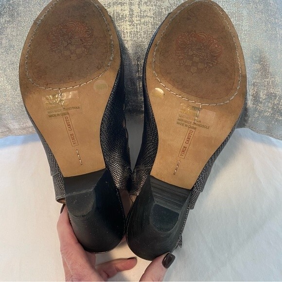 Vince Camuto Metallic Gold Strappy Zipper Peep Toe 3" Heels  Leather Size 9.5M - Picture 10 of 12